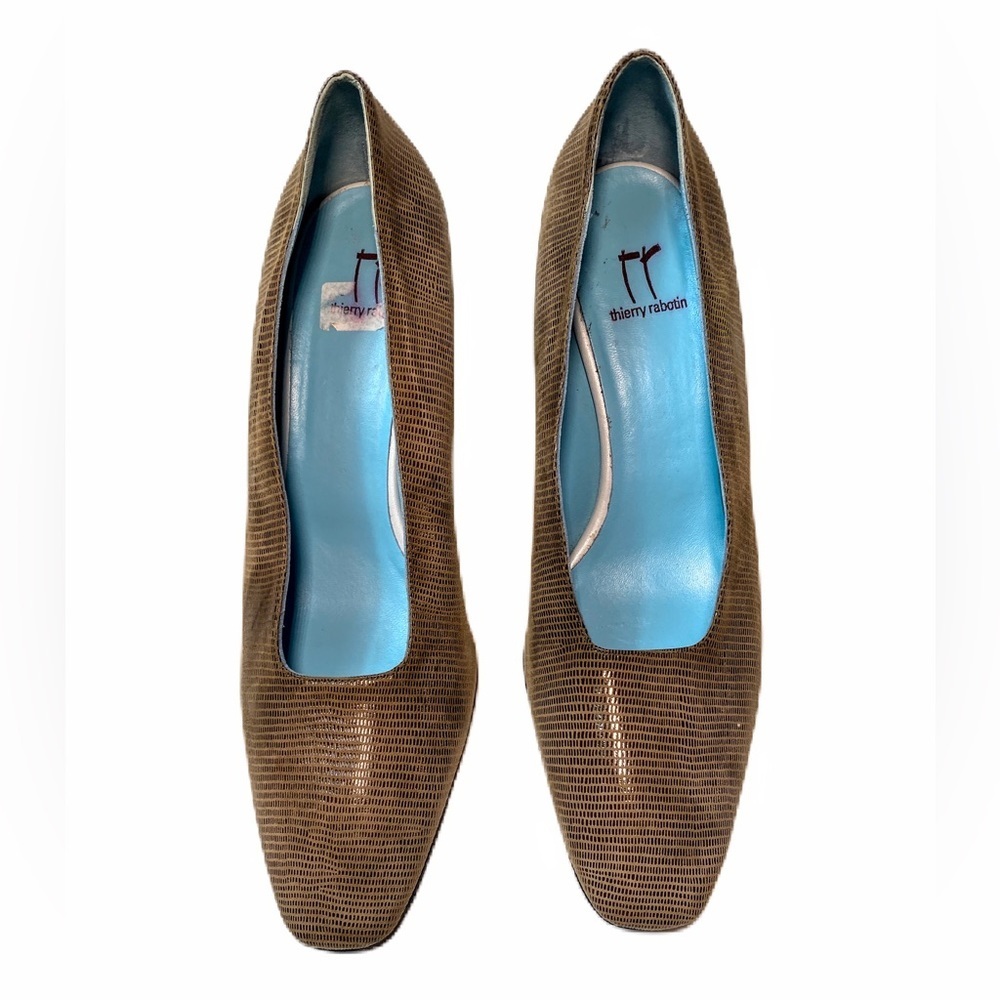 Theirry Rabotin Womens Suede Embossed Pumps Size 40 Metallic Brown Made in Italy - Picture 10 of 15